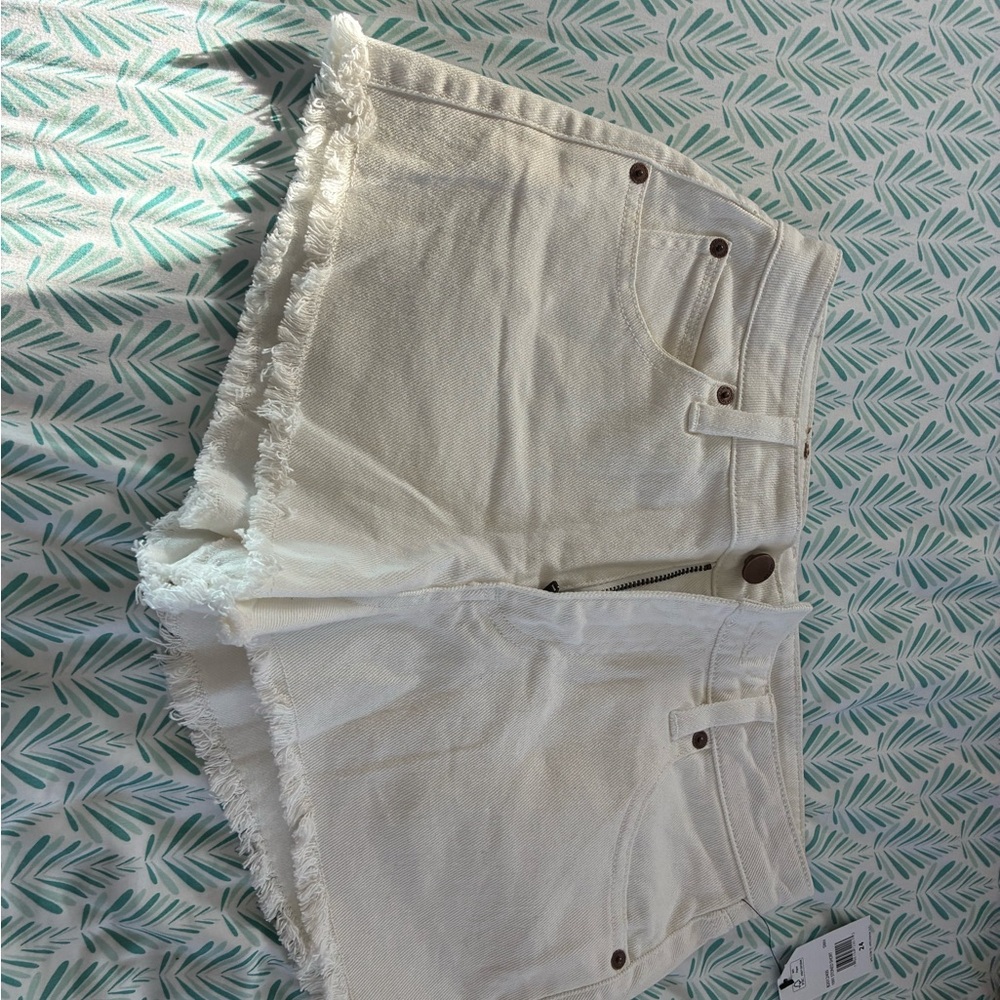 Volcom White Frayed Hem Women's Denim Shorts